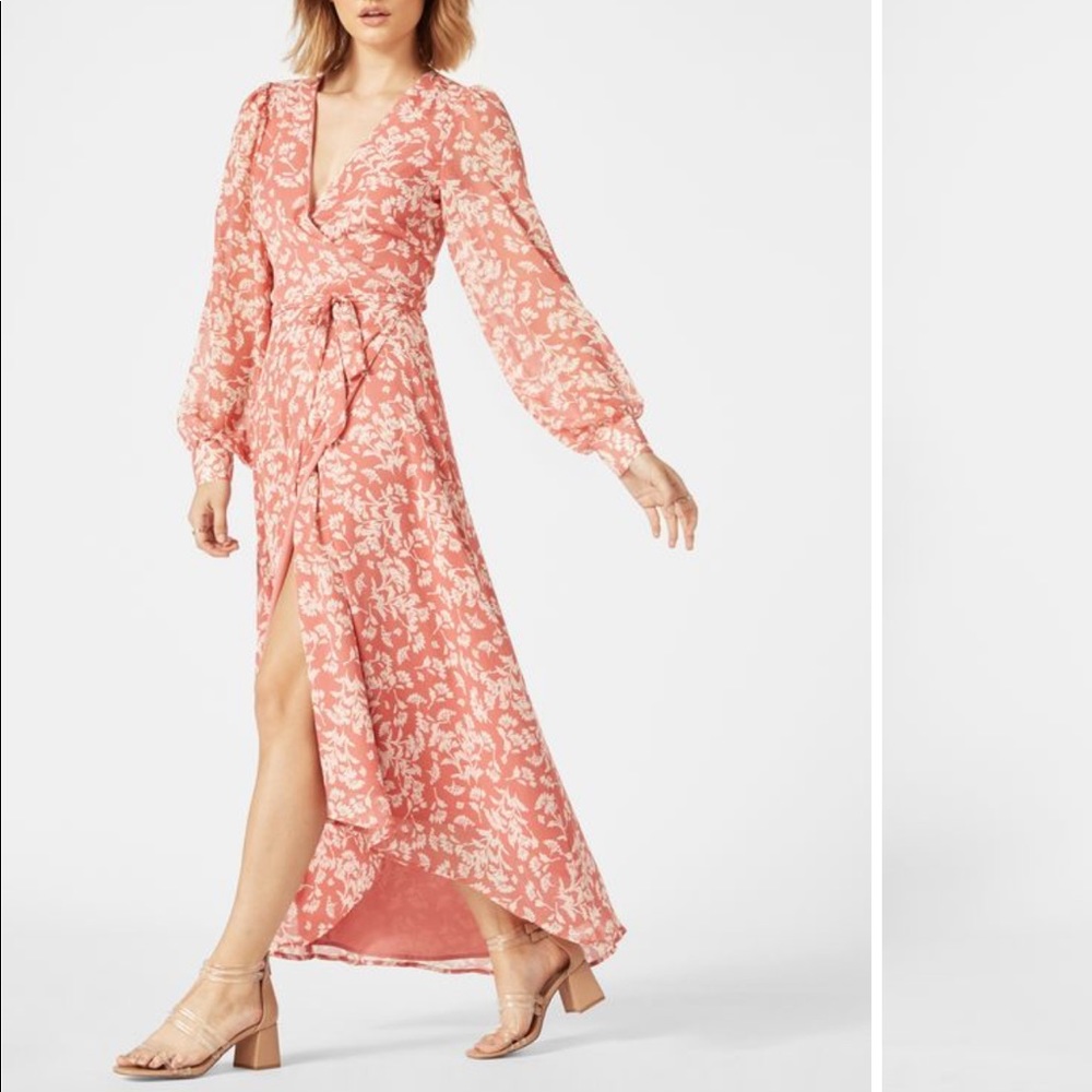 JustFab Long Sleeve Wrap Maxi Dress
